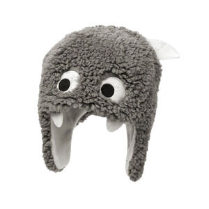 5/$35 Crazy 8 Boys Hat Sz 2-3 Yrs Monster Buddy Faux Sherpa Gray White Ear Flaps